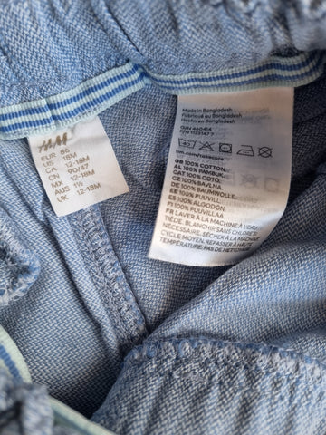 Къси светло сини панталони H&M/86см/12-18м