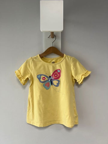 Памучна жълта тениска с пеперуда/4г