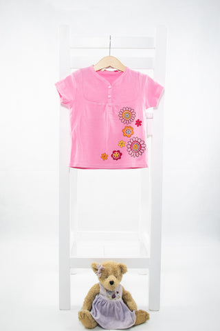 Тениска в розов цвят с апликация на цветенца от мъниста MC Baby (С ЕТИКЕТ) / 2г