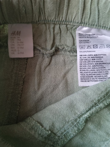 Ленени зелени панталони H&M 74см/9м