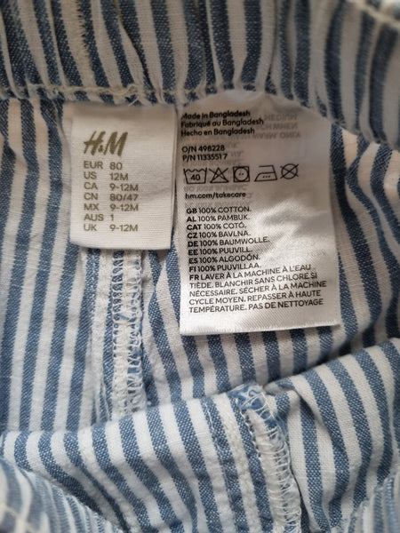 Къси летни раирани панталонки H&M/80см/12м