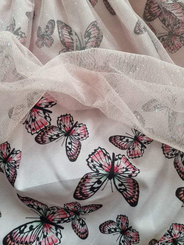 Розова пола с Етикет  с блестящ тюл и пеперуди H&M/92см/18-24м