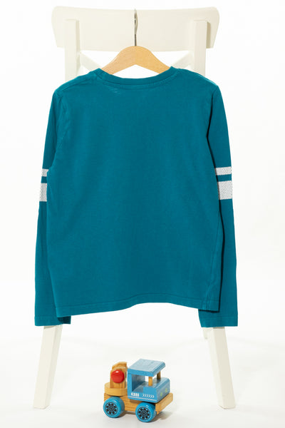 Памучна блуза в петролено зелен цвят със спортни щампи, PEPPERTS/ 8-10г., 134-140см.