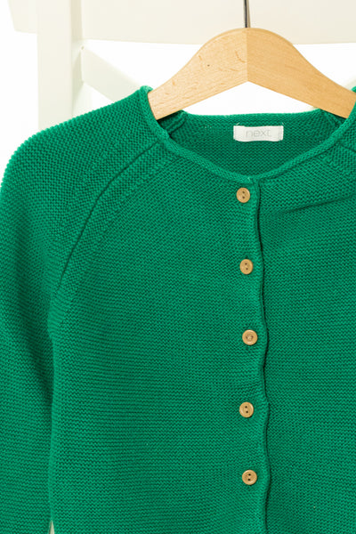 Памучна жилетка от едра плетка в тревно зелен цвят, NEXT/ 3-4г., 104см.