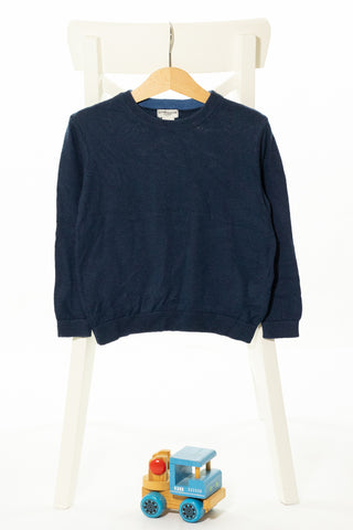 Мек елегантен пуловер в тъмносиньо с V деколте, CYRILLUS/ 4г., 104см.