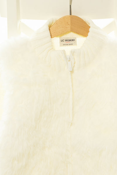 Мека топла снежнобяла жилетка с едра плетка, LC WAIKIKI/ 8-9г., 134см.