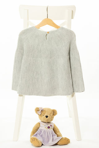 Топъл ефирен пуловер с едра плетка в млечно сив цвят, ZARA/ 3-4г.