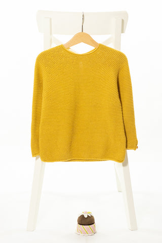 Топъл ефирен пуловер ситна плетка в цвят горчица, ZARA/ 2-3г.