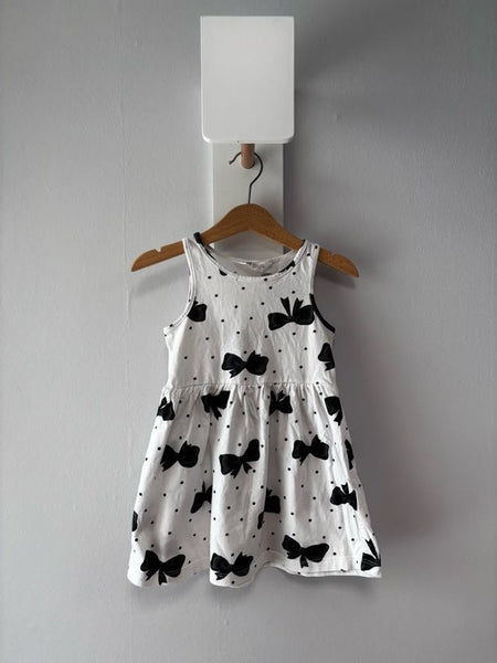 Черно бяла лятна рокля на панделки H&M/92см/2г