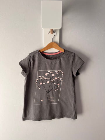 Сива тениска с флорална щампа Little kids/134см/8-9г