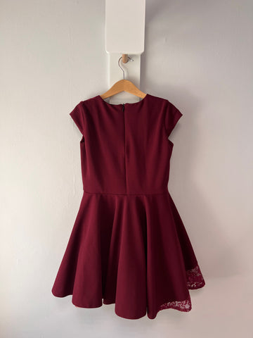 Официална вишнева рокля с дантела ANISIYA/8-10г