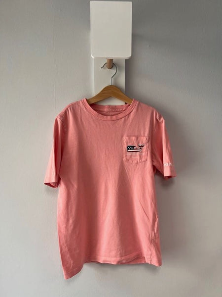 Розова тениска с къс ръкав с щампа на гърба Vineyard Vines/S