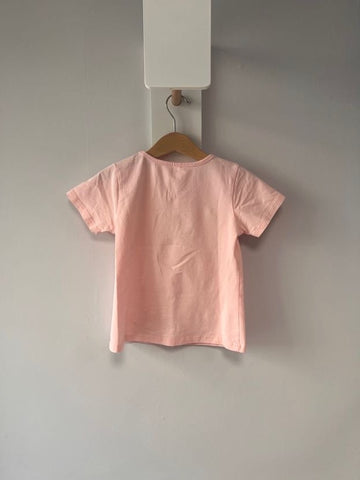 Розова тениска с кексче от пайети/4-5г