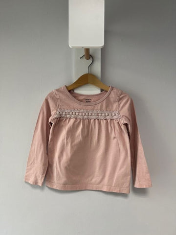 Млечно розова блуза с дълъг ръкав и дантела Carter`s/5г