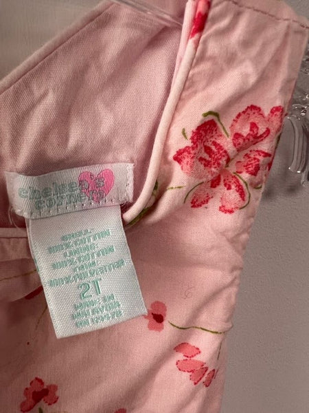 Памучна розова рокля с флорални шарки и коланче Chelsea`s Corner/2г