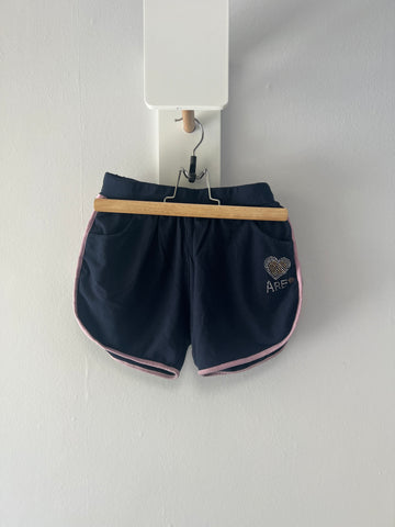 Черни къси спортни панталони с розов кант и сърце от мъниста ZHONGPU/12г