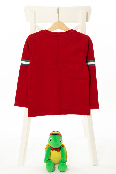 Памучна блуза с дълъг ръкав в наситен червен цвят с бродерии , MAYORAL/ 4г., 104см.