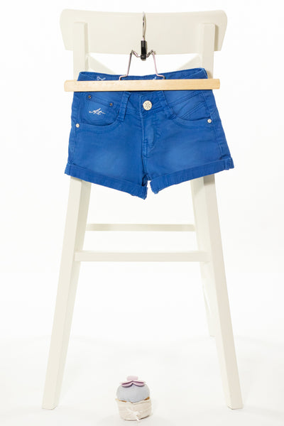 Дънкови къси панталони в наситено син цвят с джобове и ефектни копчета и капси, ATIVO/ 4г., 104см.