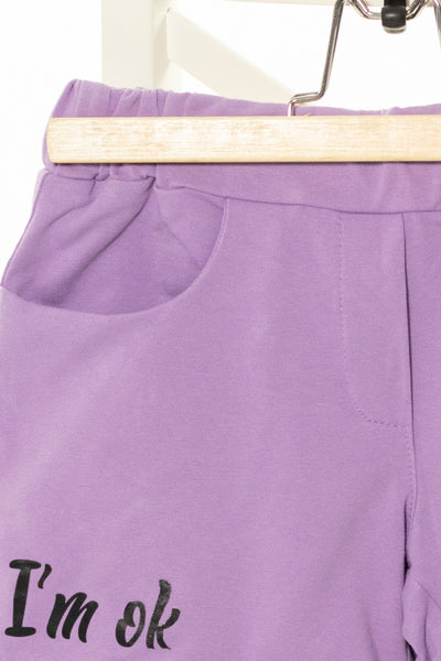 Лилави спортни къси панталони с еластичен колан и джобове, KIM KIDS/ 12-14г., 146см.