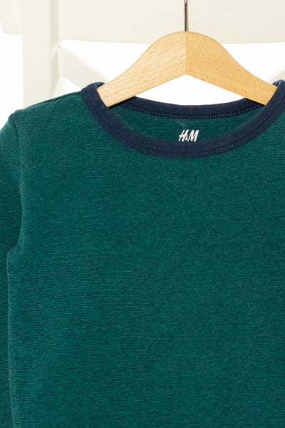 Мека блуза от органичен памук с дълъг ръкав в петролен зелен меланж, H&M/ 2-4г., 98-104см.