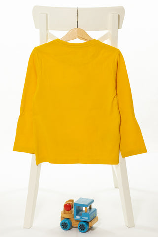 Мека памучна блуза с надпис в цвят горчица, MAYORAL/ 5г., 110см.