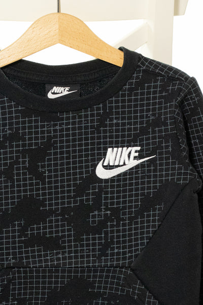 Спортна блуза с дълъг ръкав в черно и сиво с графични елементи и надпис, NIKE/ 3-4г., 98-104см,