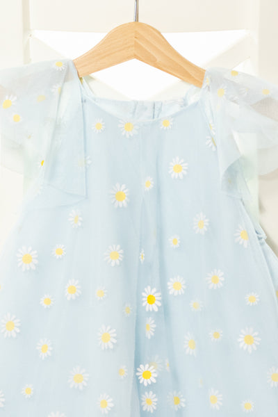 Ефирна рокля с тюл в небесно синьо с маргаритки, LC WAIKIKI/ 4-5г., 110см.