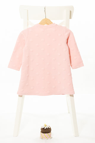 Кокетна разкроена плътна рокля с джобове в нежно розово, ZARA/ 9-12м.,80см.
