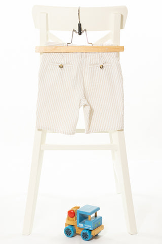 Раирани памучни къси панталони в нежен бежов цвят, CYRILLUS/ 3г., 94см.
