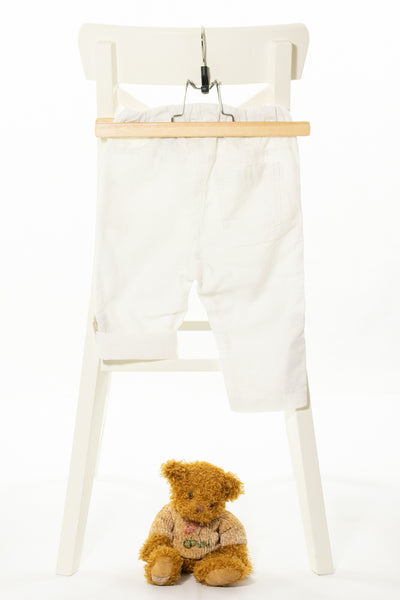Ефирен ленен бял панталон с джобове и връзки на талията, H&M/ 9-12м., 80см.