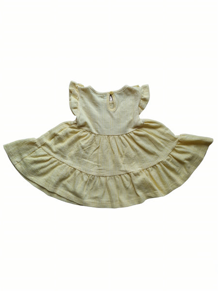 Ефирна жълта рокля на бели линии с дантела LCWaikiki/9-12м/74-80см