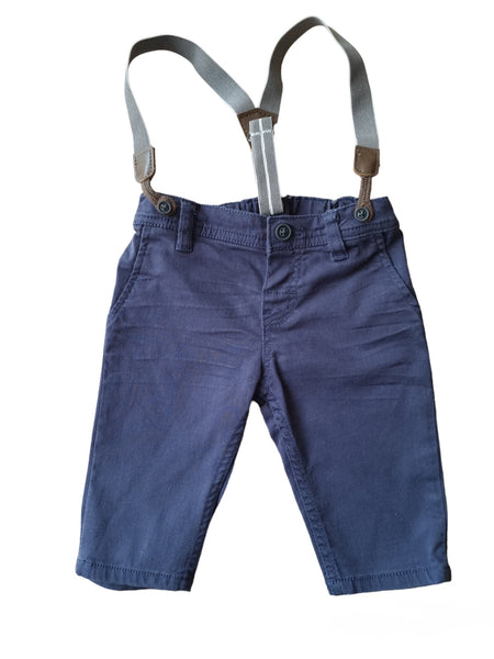 Официален тъмно син панталон с тирани H&M/68см/6м