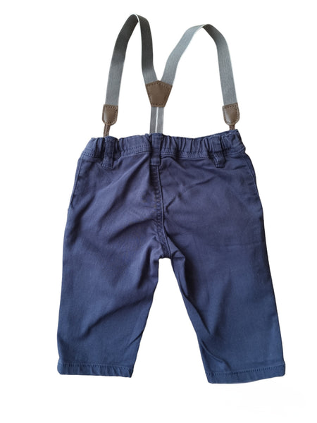 Официален тъмно син панталон с тирани H&M/68см/6м