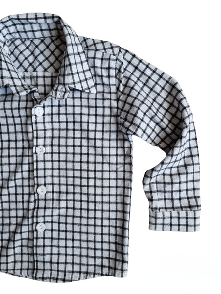 Мека карирана риза с бяло и черно /12м