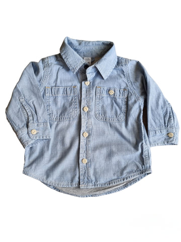 Плътна небесно синя риза babyGAP/6-12м/70 см
