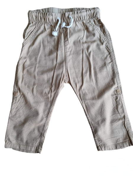 Тънък летен бежов памучен панталон H&M/80см/9-12м