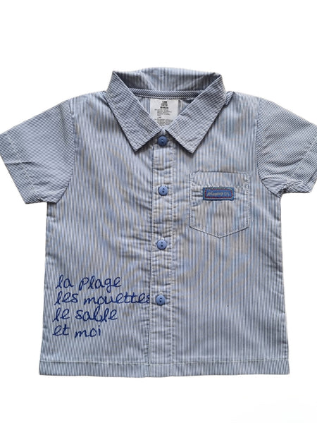 Карирана риза с къс ръкав и надписи/12м