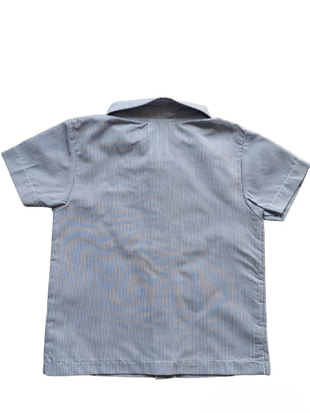 Карирана риза с къс ръкав и надписи/12м
