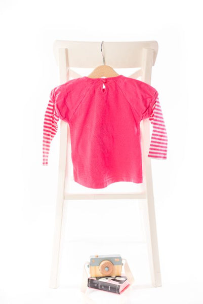 Ефектна блуза в бонбонено розово Bob / 6-9м. /74см