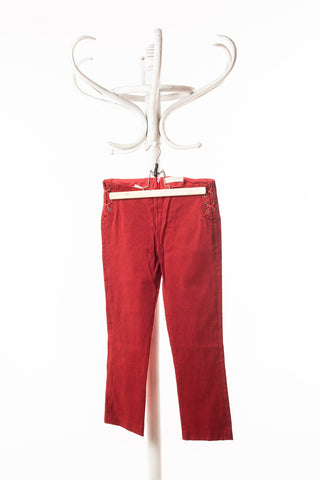 Спортно-елегантен панталон в керемидено червено с връзки Zara / 13-14г.
