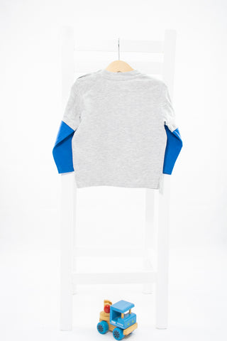 Светлосива блуза със сини ръкави /2г