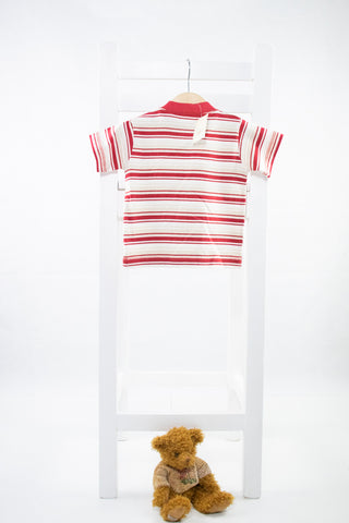Тениска на червено, бежово и бяло райе/ Little Star (С ЕТИКЕТ) / 6-9м./ 74см.
