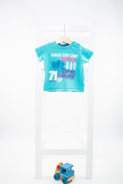 Тениска в морско синьо и апликация сърфове Baby Club/ 9м