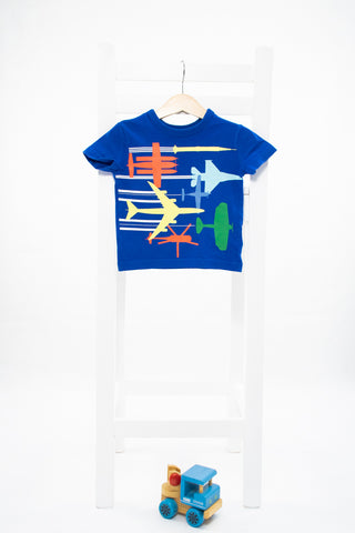Тъмносиня тениска със самолети Gap/ 6-12м