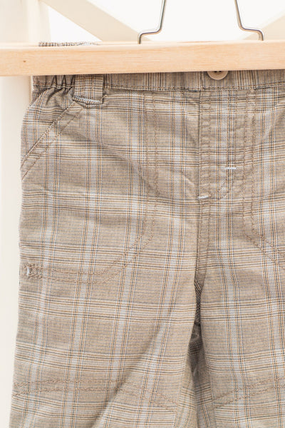 Кариран панталон в бежово с ластична талия Next / 6-9м.