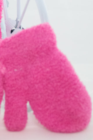 Топли ластични ръкавици с връзка в бонбонено розово/ 6-12м.