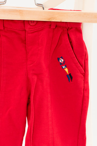 Памучен панталон в алено червен цвят Original Marines / 6-9м.