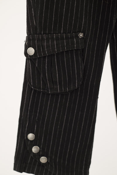Раиран панталон в черно със странични джобов и декоративни капси EFR Girls (С ЕТИКЕТ)/4г.