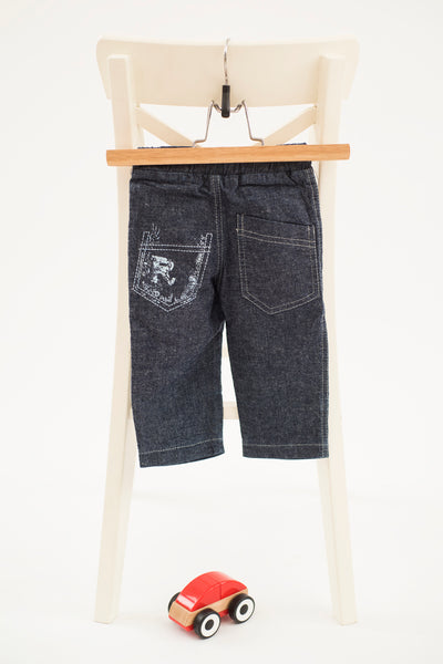 Подплатен дънков панталон с ластичен колан без цип D.D. Текс / 9-12м.