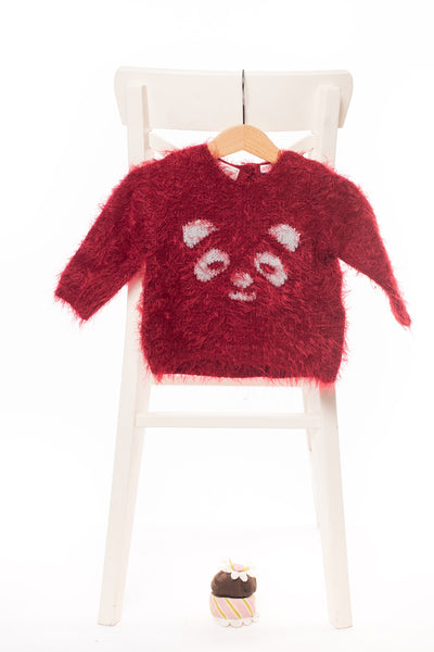 Плюшен пуловер в алено червено Zara / 9-12м.